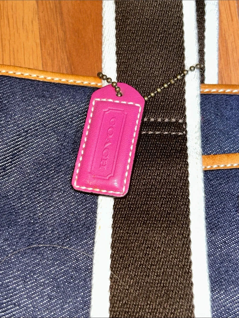 Coach Mini Hampton Denim Tote with Pink Accents